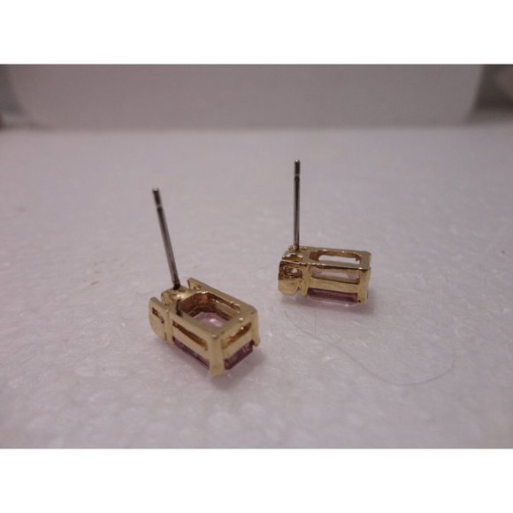 Vintage Lady Grace Pierced Earrings Gold Toned w/Austrian Lilac & Clear Crystals - Picture 4 of 8